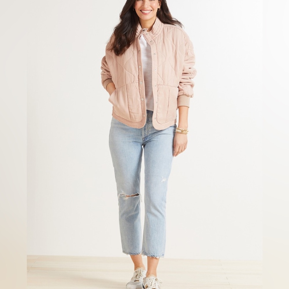(A8) BLANK NYC Quilted Jacket‎ Oversize in Sand Drift, Size Large, NWT